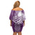 Tonga Kupesi Ngatu Family Matching Off Shoulder Short Dress and Hawaiian Shirt Vintage Purple Plumeria
