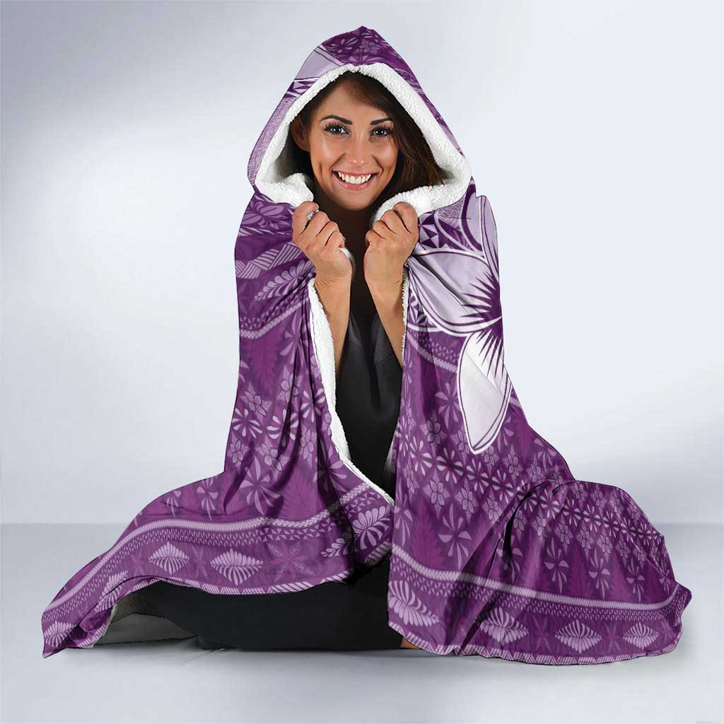 Tonga Kupesi Ngatu Hooded Blanket Vintage Purple Plumeria