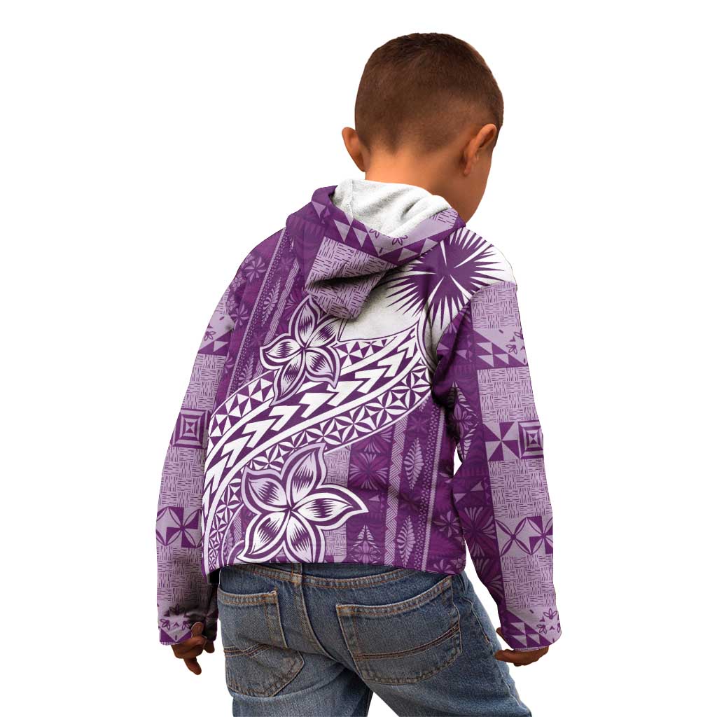 Tonga Kupesi Ngatu Kid Hoodie Vintage Purple Plumeria