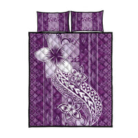 Tonga Kupesi Ngatu Quilt Bed Set Vintage Purple Plumeria