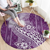 Tonga Kupesi Ngatu Round Carpet Vintage Purple Plumeria