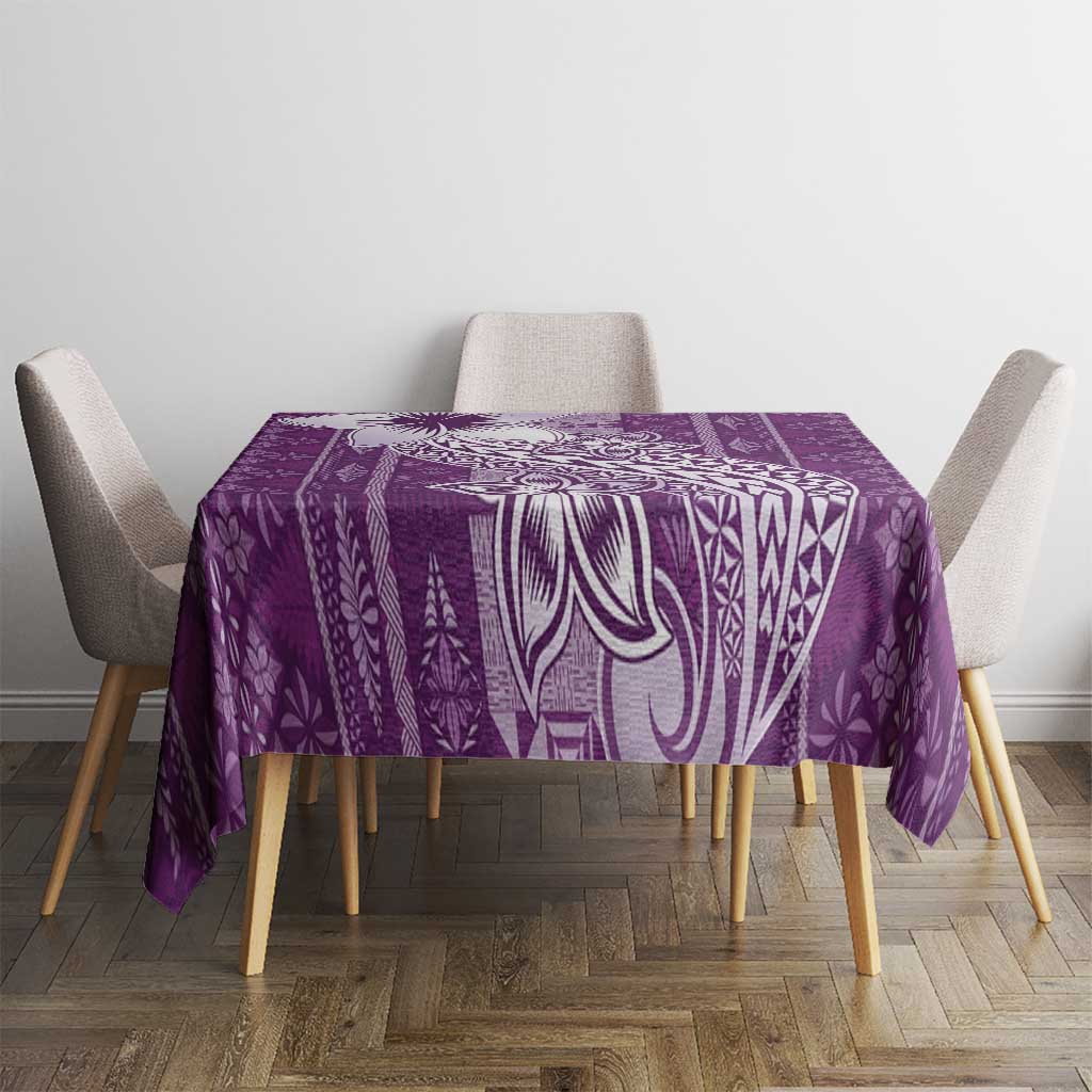 Tonga Kupesi Ngatu Tablecloth Vintage Purple Plumeria