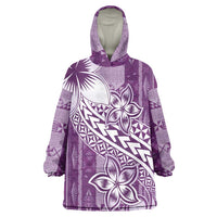 Tonga Kupesi Ngatu Wearable Blanket Hoodie Vintage Purple Plumeria
