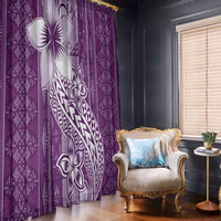 Tonga Kupesi Ngatu Window Curtain Vintage Purple Plumeria