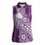 Tonga Kupesi Ngatu Women Sleeveless Polo Shirt Vintage Purple Plumeria