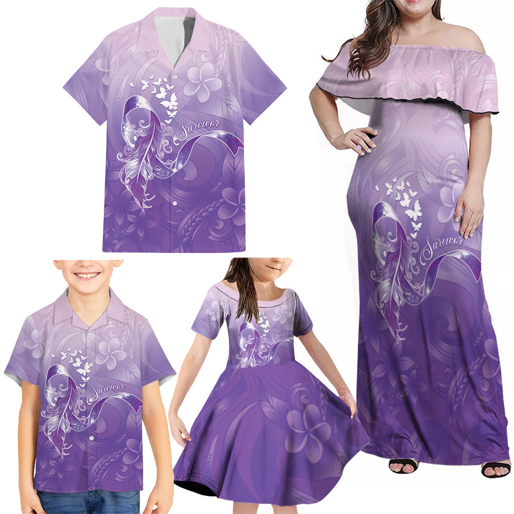 Lupus Awareness Month Family Matching Off Shoulder Maxi Dress and Hawaiian Shirt Polynesian Style