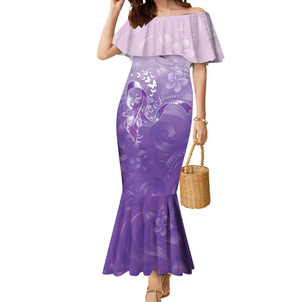 Lupus Awareness Month Mermaid Dress Polynesian Style LT05 Women Lilac - Polynesian Pride