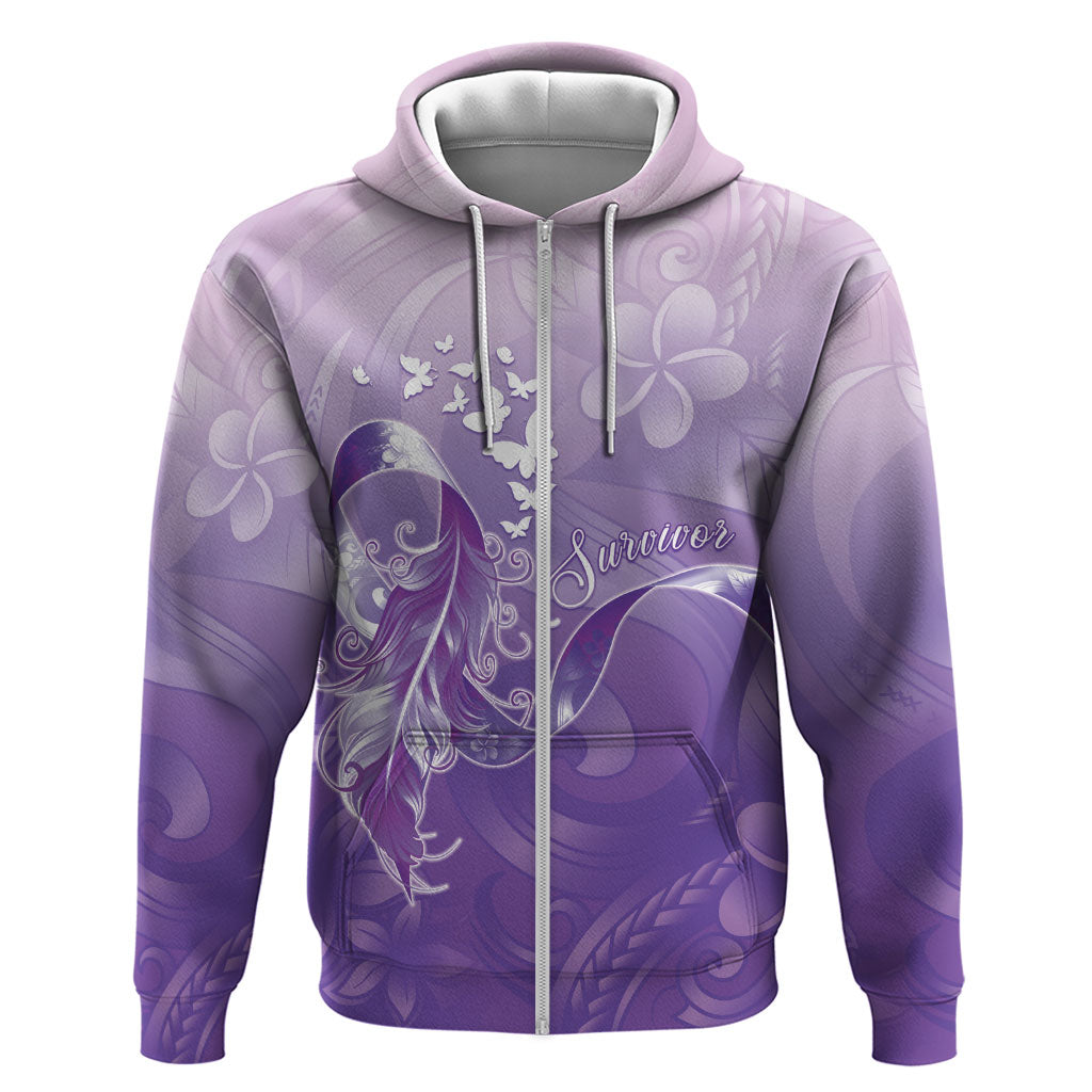 Lupus Awareness Month Zip Hoodie Polynesian Style LT05 Zip Hoodie Lilac - Polynesian Pride