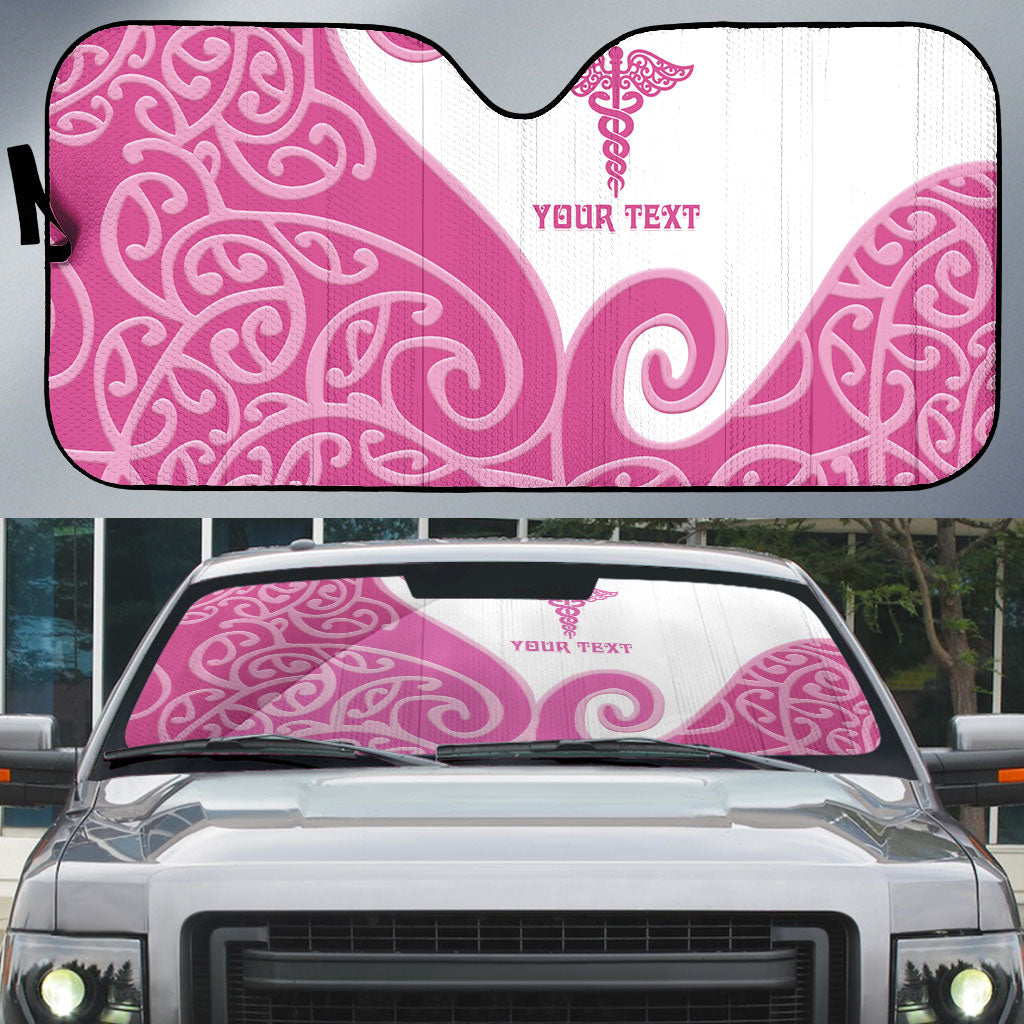 Personalised New Zealand Nurse Auto Sun Shade Maori Koru Pink Version LT05 Pink - Polynesian Pride