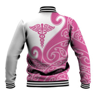 Personalised New Zealand Nurse Baseball Jacket Maori Koru Pink Version LT05 - Polynesian Pride