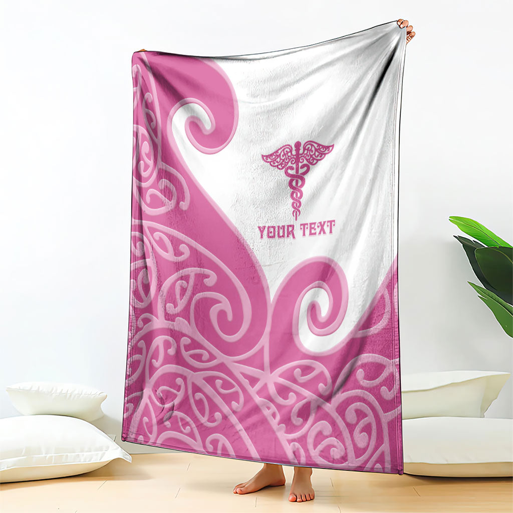 Personalised New Zealand Nurse Blanket Maori Koru Pink Version