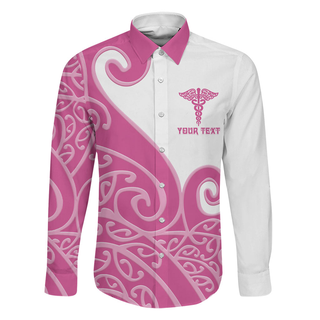 Personalised New Zealand Nurse Family Matching Mermaid Dress and Hawaiian Shirt Maori Koru Pink Version