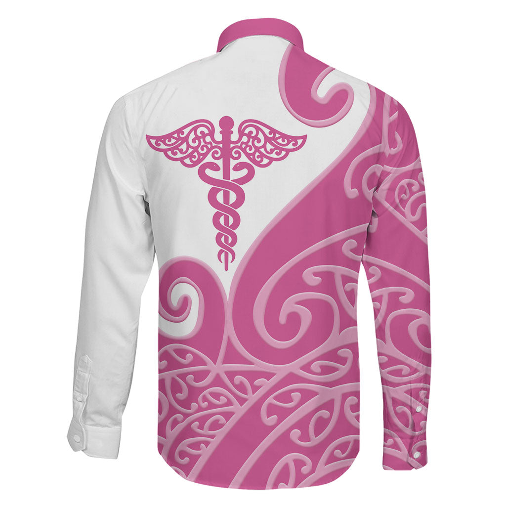 Personalised New Zealand Nurse Family Matching Mermaid Dress and Hawaiian Shirt Maori Koru Pink Version