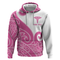 Personalised New Zealand Nurse Hoodie Maori Koru Pink Version LT05 Pullover Hoodie Pink - Polynesian Pride