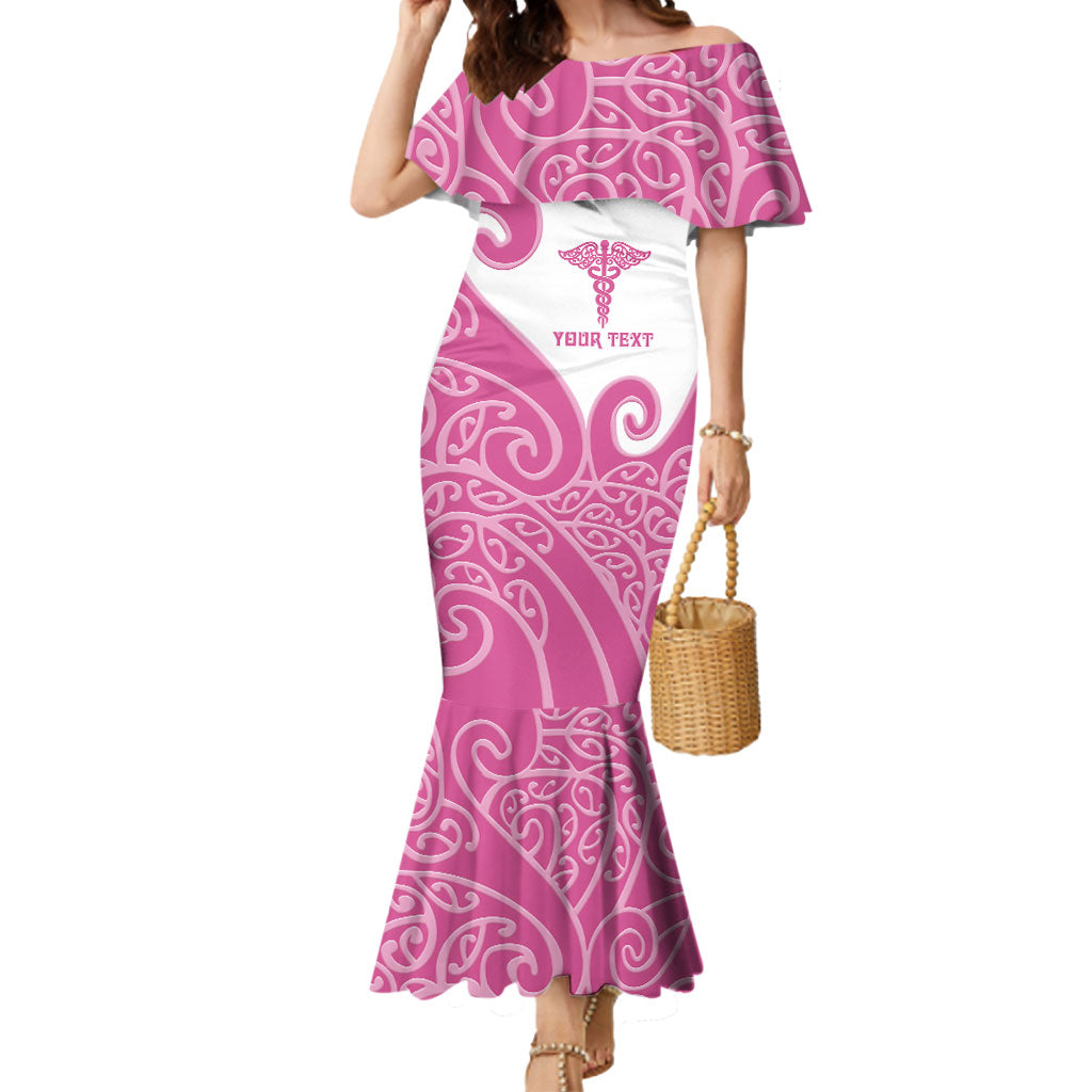 Personalised New Zealand Nurse Mermaid Dress Maori Koru Pink Version LT05 Women Pink - Polynesian Pride