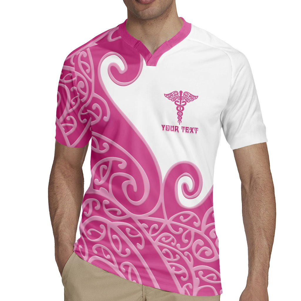 Personalised New Zealand Nurse Rugby Jersey Maori Koru Pink Version