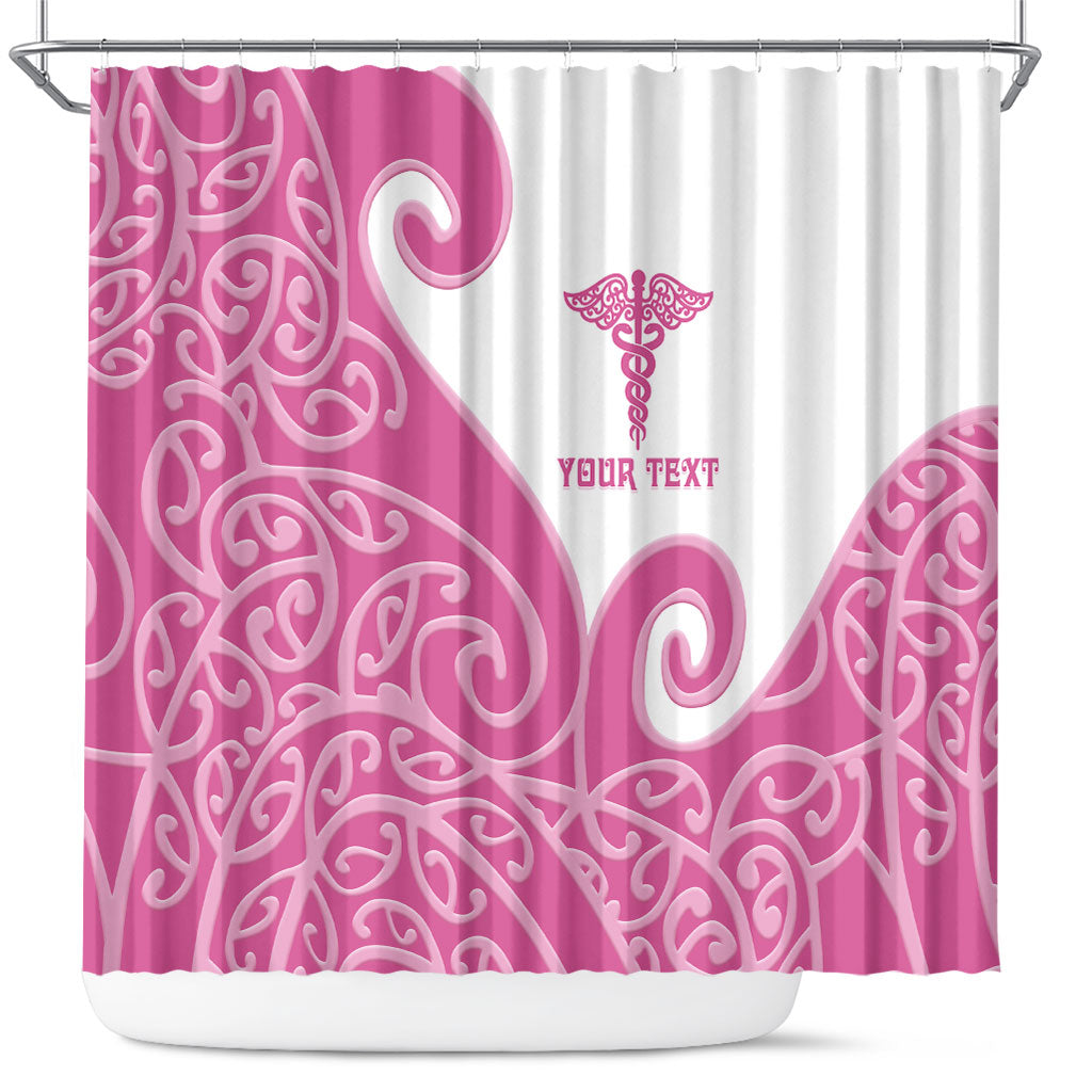 Personalised New Zealand Nurse Shower Curtain Maori Koru Pink Version LT05 Pink - Polynesian Pride