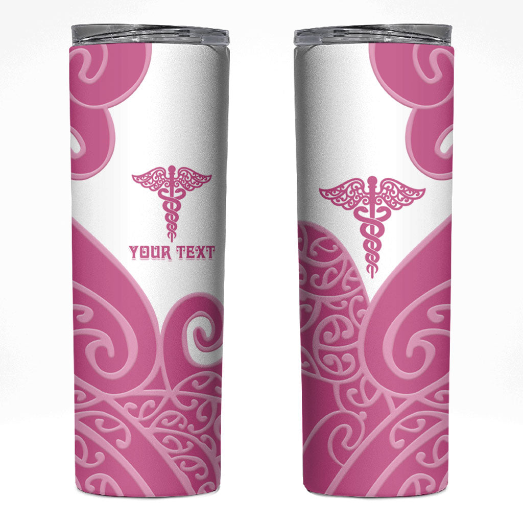 Personalised New Zealand Nurse Skinny Tumbler Maori Koru Pink Version LT05 Pink - Polynesian Pride