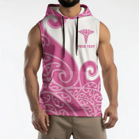 Personalised New Zealand Nurse Sleeveless Hoodie Maori Koru Pink Version LT05 - Polynesian Pride