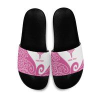 Personalised New Zealand Nurse Slide Sandals Maori Koru Pink Version