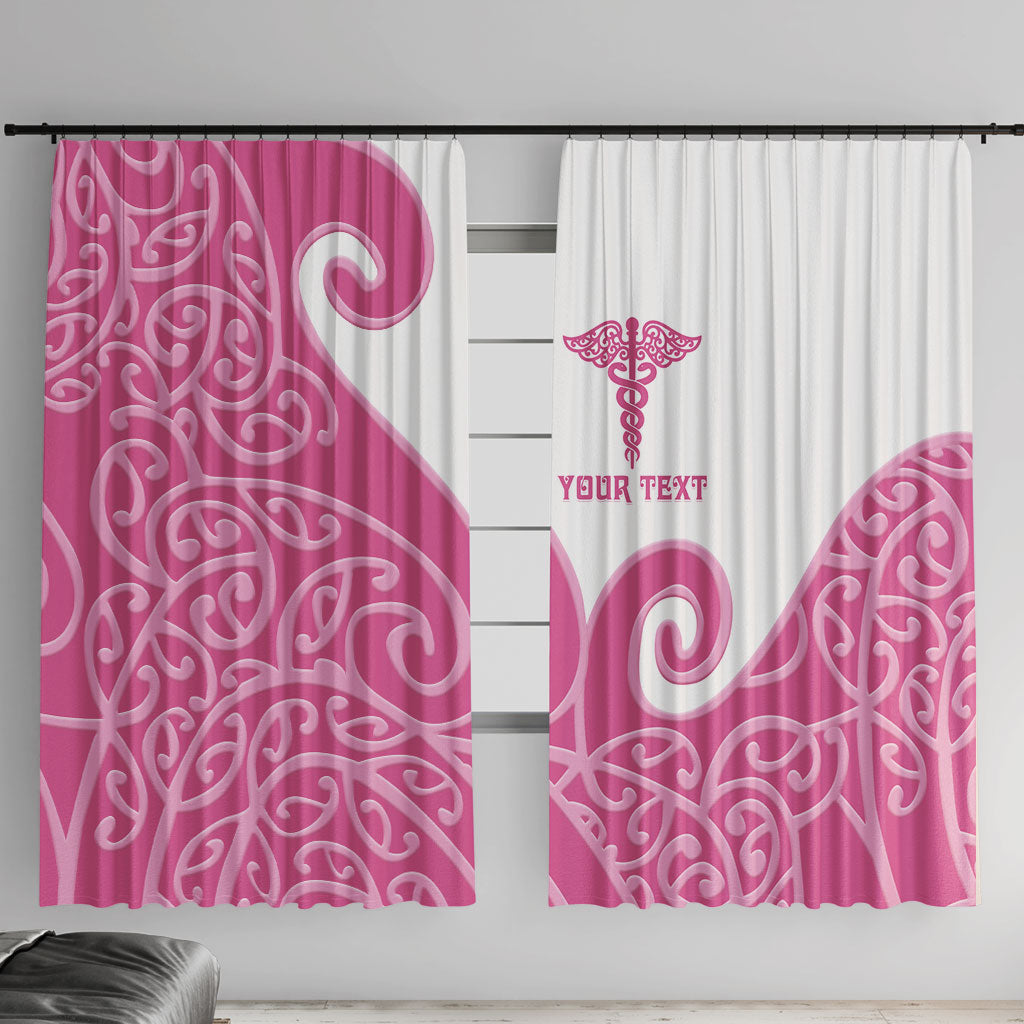 Personalised New Zealand Nurse Window Curtain Maori Koru Pink Version LT05 With Hooks Pink - Polynesian Pride