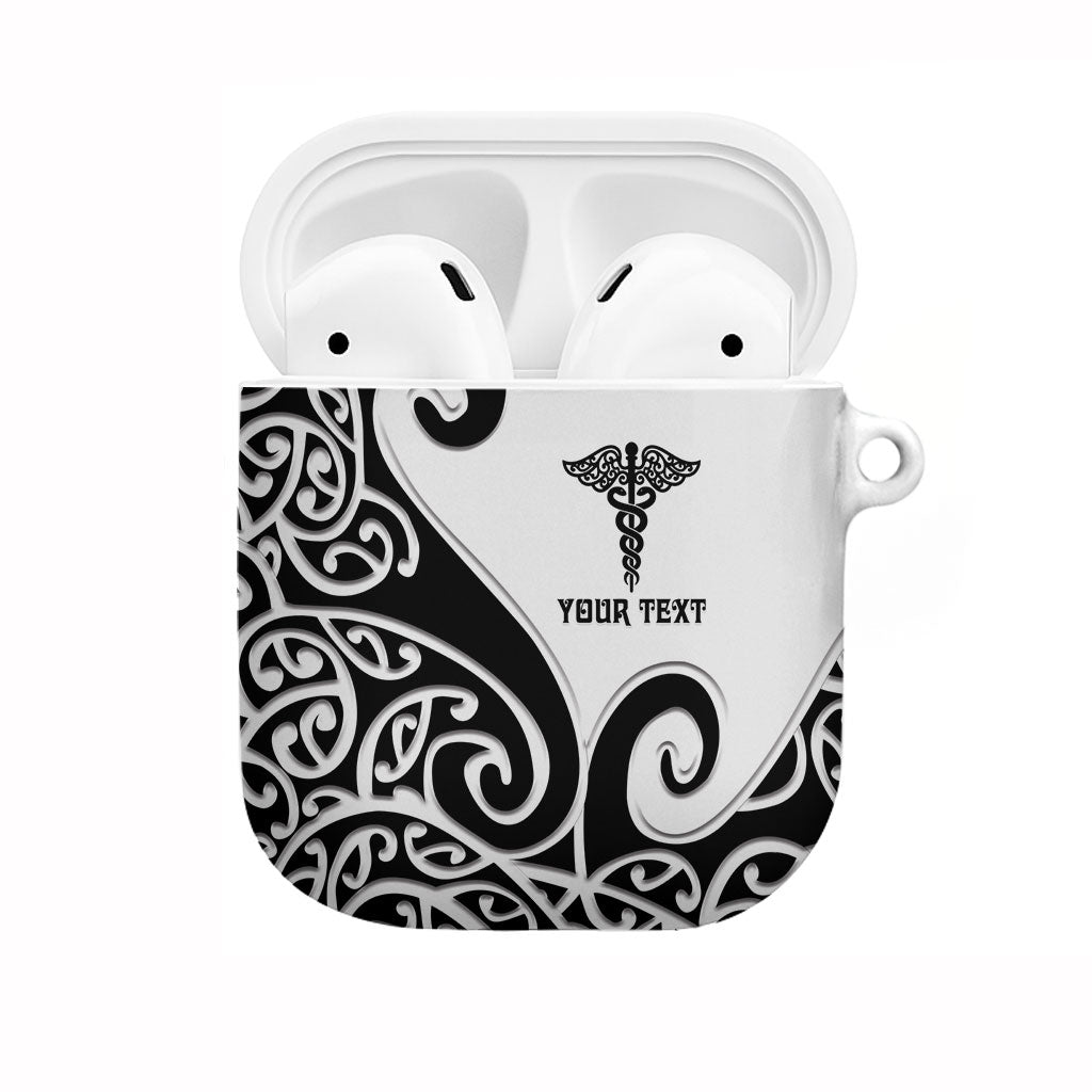 Personalised New Zealand Nurse AirPods Case Maori Koru Black Version LT05 Black - Polynesian Pride