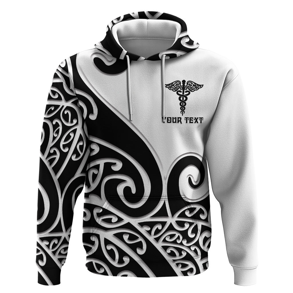 Personalised New Zealand Nurse Hoodie Maori Koru Black Version LT05 Pullover Hoodie Black - Polynesian Pride