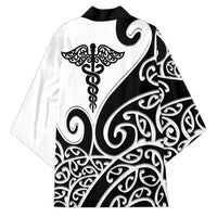 Personalised New Zealand Nurse Kimono Maori Koru Black Version