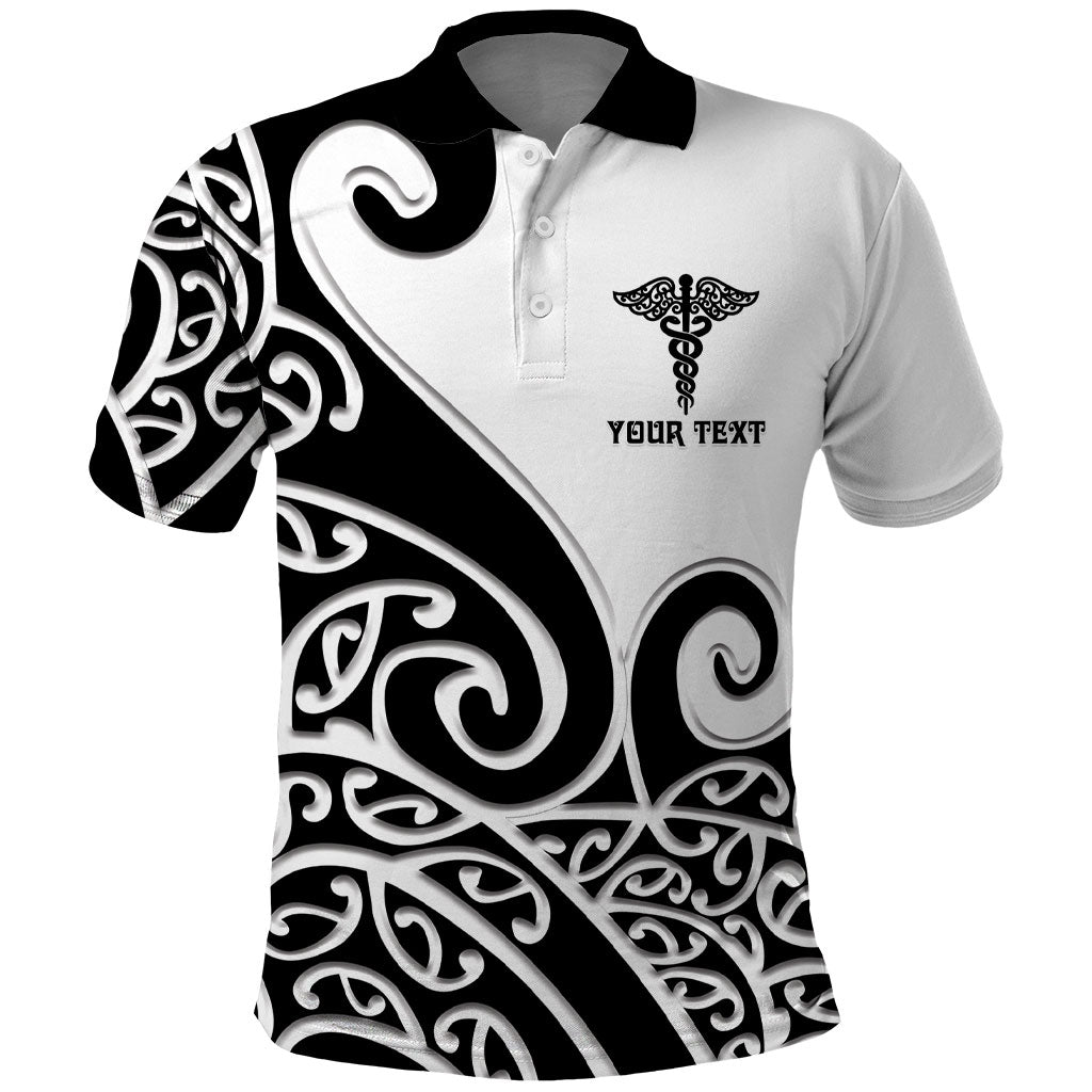 Personalised New Zealand Nurse Polo Shirt Maori Koru Black Version LT05 Black - Polynesian Pride