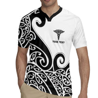 Personalised New Zealand Nurse Rugby Jersey Maori Koru Black Version