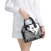Personalised New Zealand Nurse Shoulder Handbag Maori Koru Black Version