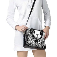 Personalised New Zealand Nurse Shoulder Handbag Maori Koru Black Version