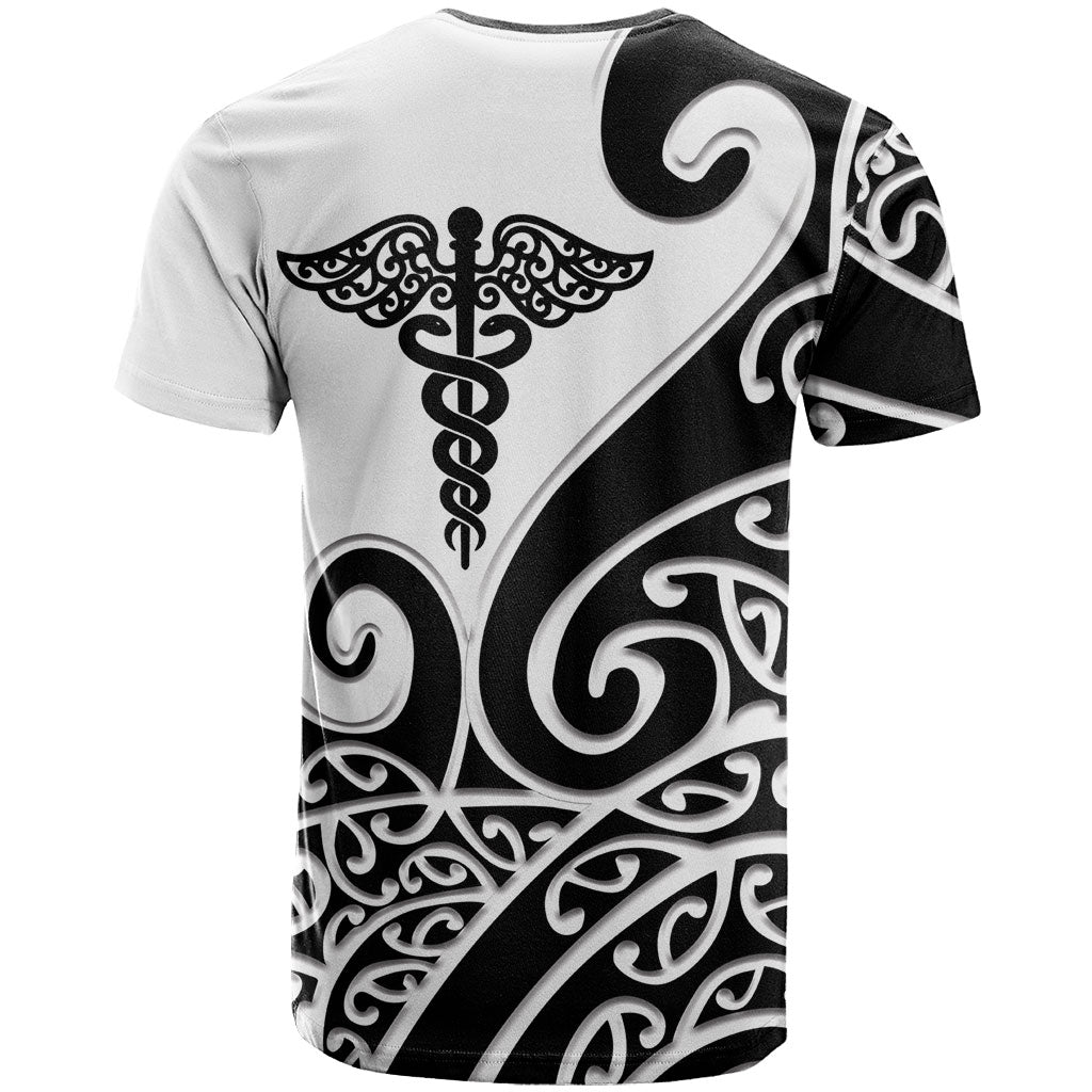 Personalised New Zealand Nurse T Shirt Maori Koru Black Version LT05 - Polynesian Pride