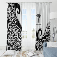 Personalised New Zealand Nurse Window Curtain Maori Koru Black Version