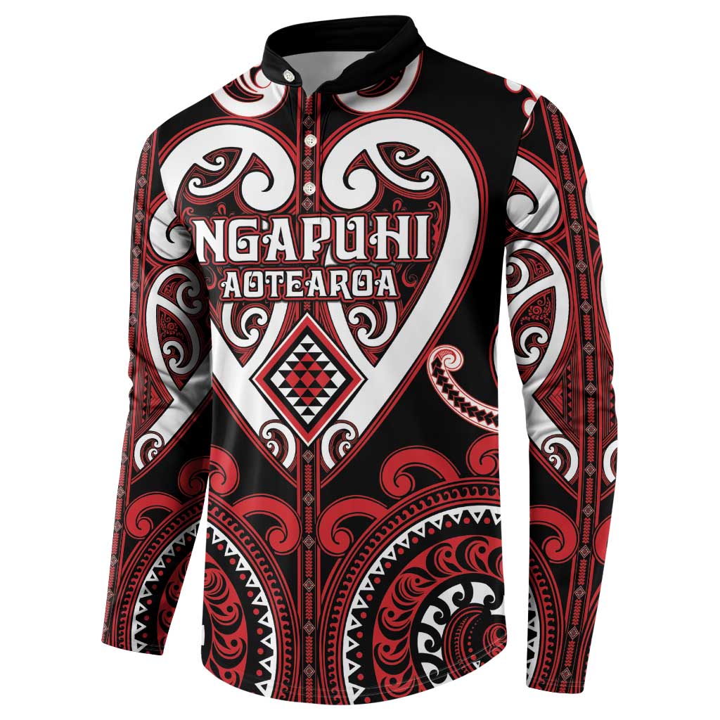 Custom Aotearoa Ngapuhi Button Sweatshirt Maori Tribal Pattern LT05 - Polynesian Pride
