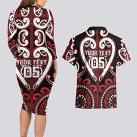 Custom Aotearoa Ngapuhi Couples Matching Long Sleeve Bodycon Dress and Hawaiian Shirt Maori Tribal Pattern LT05 - Polynesian Pride