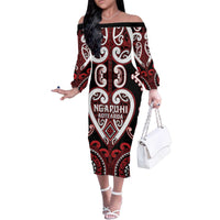 Custom Aotearoa Ngapuhi Family Matching Off The Shoulder Long Sleeve Dress and Hawaiian Shirt Maori Tribal Pattern