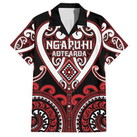 Custom Aotearoa Ngapuhi Family Matching Off Shoulder Maxi Dress and Hawaiian Shirt Maori Tribal Pattern LT05 Dad's Shirt - Short Sleeve Red - Polynesian Pride