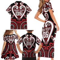 Custom Aotearoa Ngapuhi Family Matching Short Sleeve Bodycon Dress and Hawaiian Shirt Maori Tribal Pattern