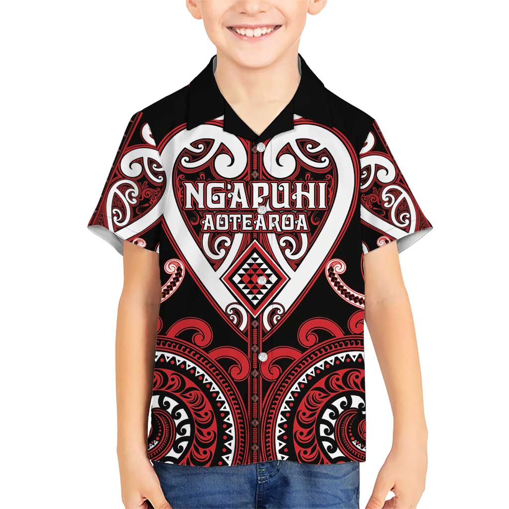 Custom Aotearoa Ngapuhi Kid Hawaiian Shirt Maori Tribal Pattern LT05 Kid Red - Polynesian Pride