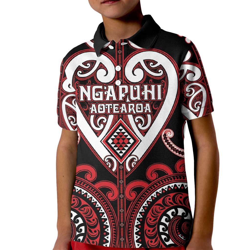Custom Aotearoa Ngapuhi Kid Polo Shirt Maori Tribal Pattern LT05 Kid Red - Polynesian Pride