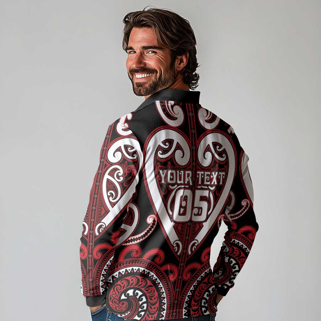 Custom Aotearoa Ngapuhi Long Sleeve Polo Shirt Maori Tribal Pattern LT05 - Polynesian Pride