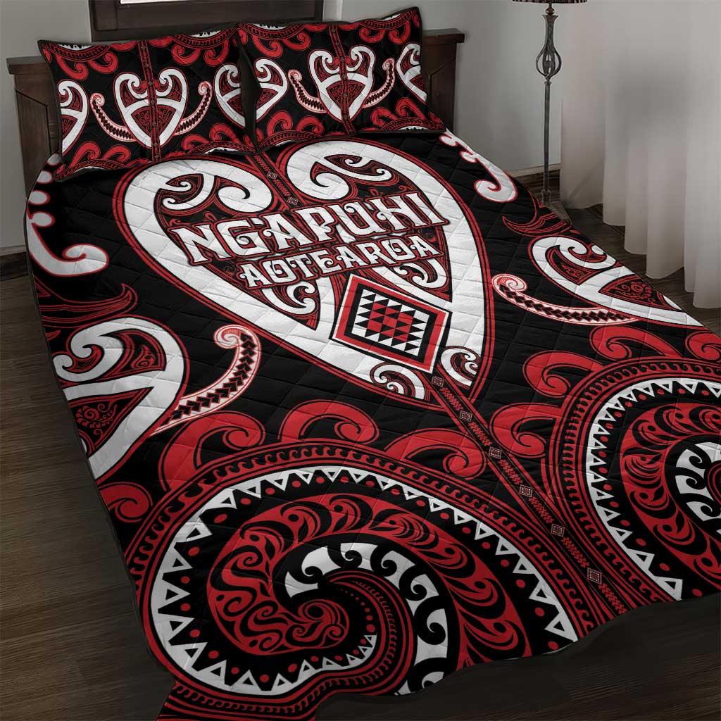 Aotearoa Ngapuhi Quilt Bed Set Maori Tribal Pattern LT05 Red - Polynesian Pride