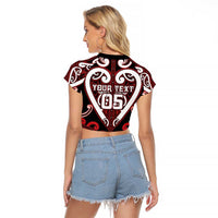 Custom Aotearoa Ngapuhi Raglan Cropped T Shirt Maori Tribal Pattern LT05 - Polynesian Pride