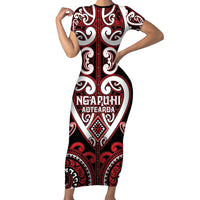Custom Aotearoa Ngapuhi Short Sleeve Bodycon Dress Maori Tribal Pattern