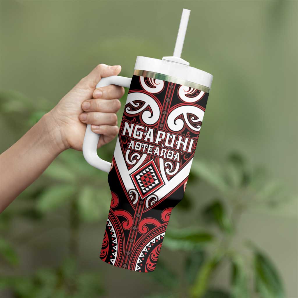 Custom Aotearoa Ngapuhi Tumbler With Handle Maori Tribal Pattern