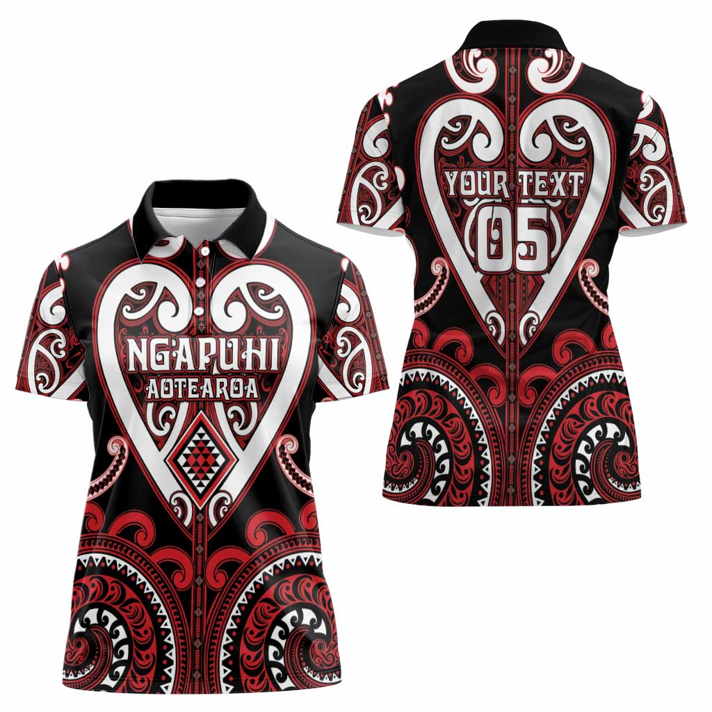 Custom Aotearoa Ngapuhi Women Polo Shirt Maori Tribal Pattern