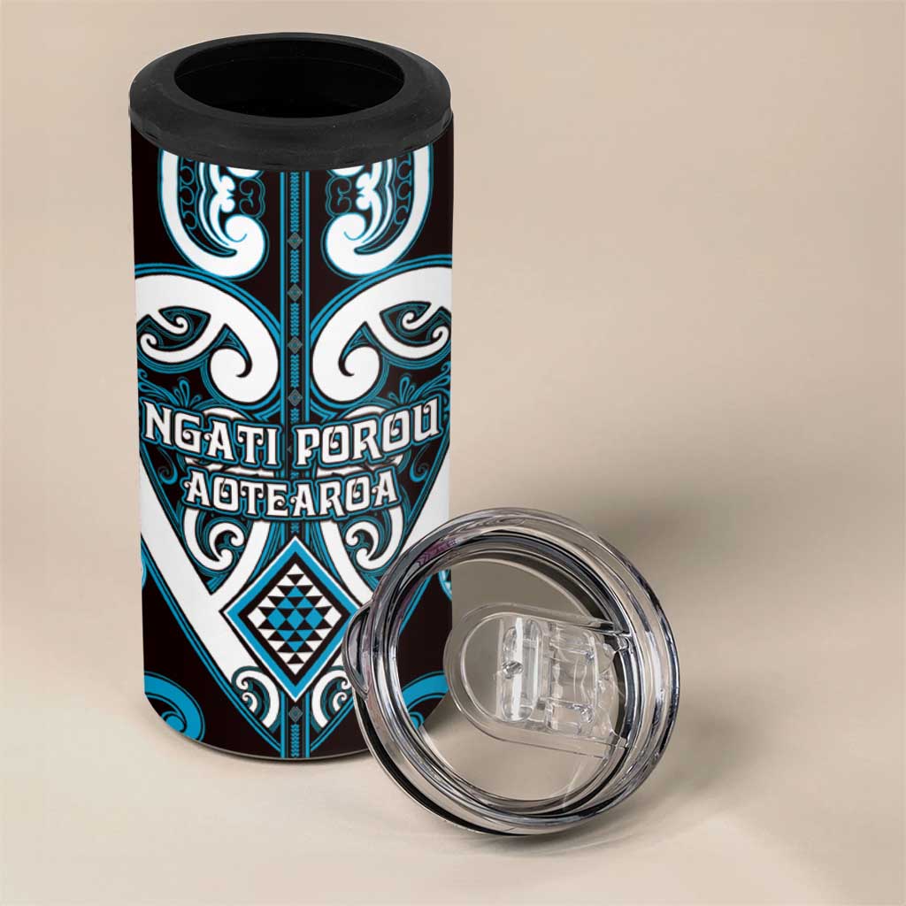 Custom Aotearoa Ngati Porou 4 in 1 Can Cooler Tumbler Maori Tribal Pattern