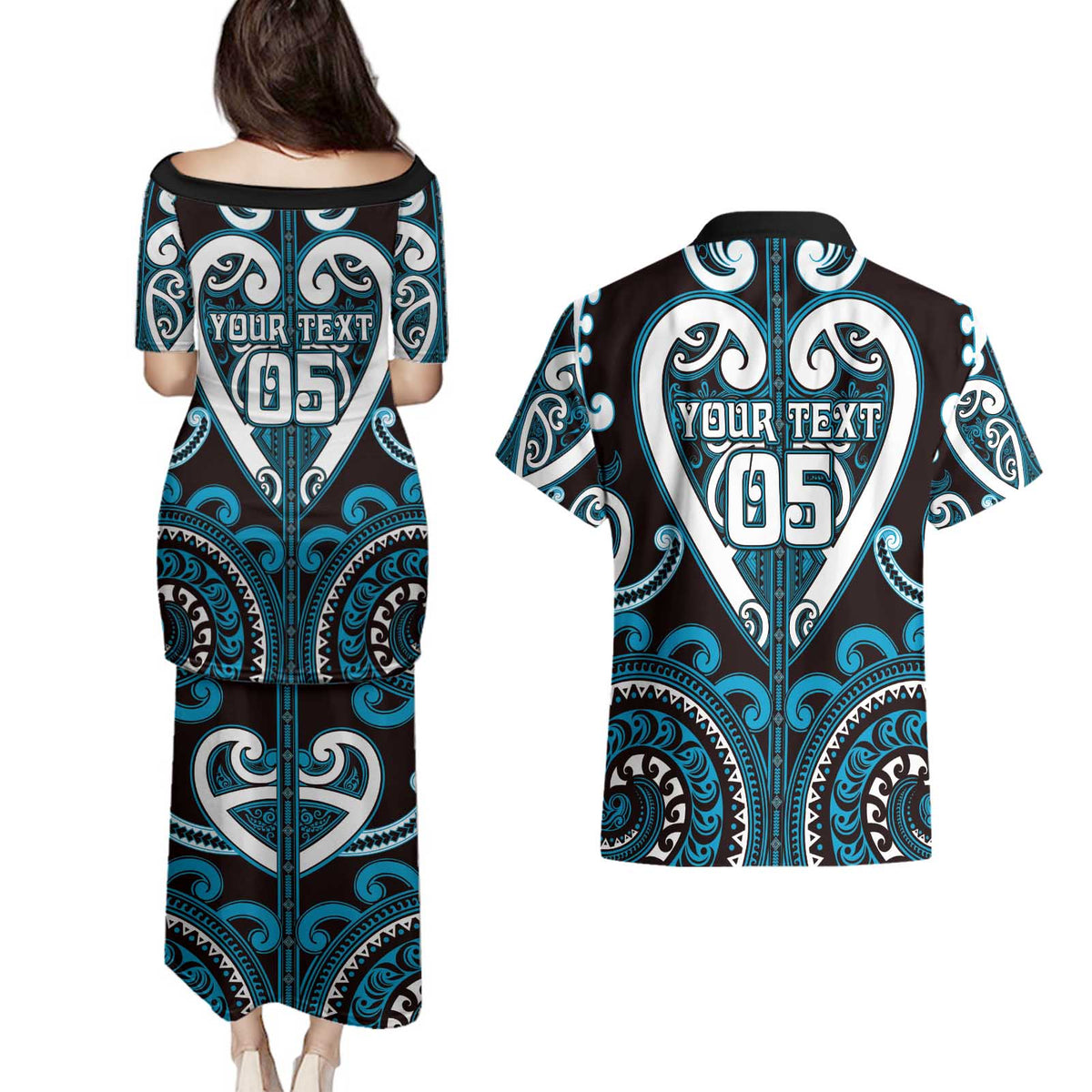 Custom Aotearoa Ngati Porou Couples Matching Puletasi and Hawaiian Shirt Maori Tribal Pattern LT05 - Polynesian Pride