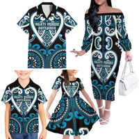 Custom Aotearoa Ngati Porou Family Matching Off The Shoulder Long Sleeve Dress and Hawaiian Shirt Maori Tribal Pattern